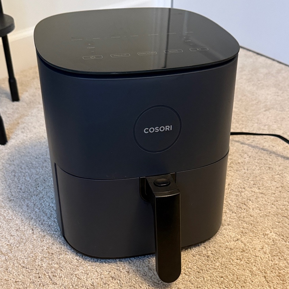Black Air Fryer with silicone insert included